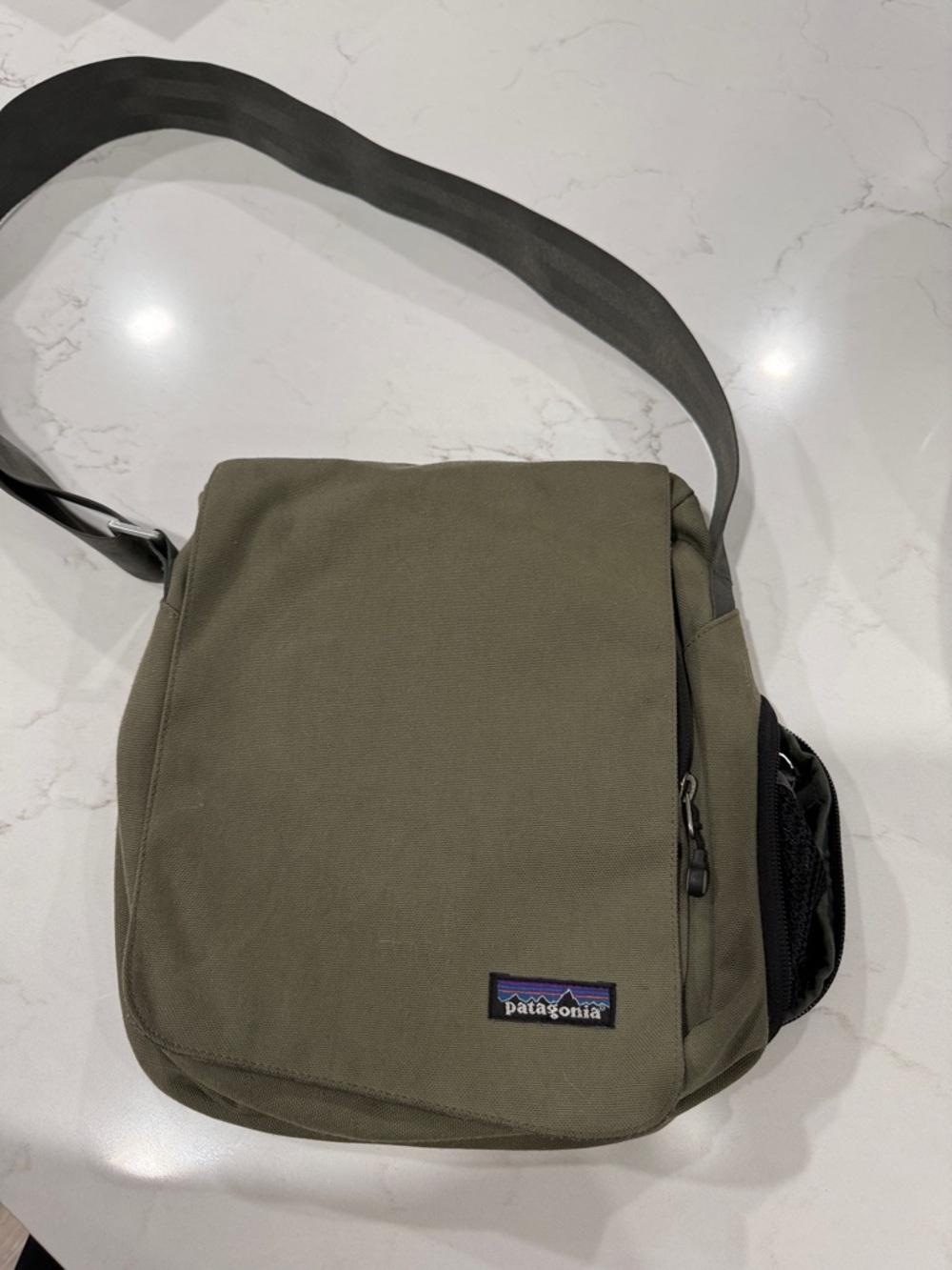 Patagonia Olive Green Messenger Bag with Adjustable Strap